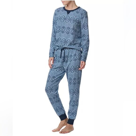 Tommy Hilfiger XL Navy Light Blue Sweater Weather Crew Top & Jogger PJ Gift Set - Picture 5 of 11